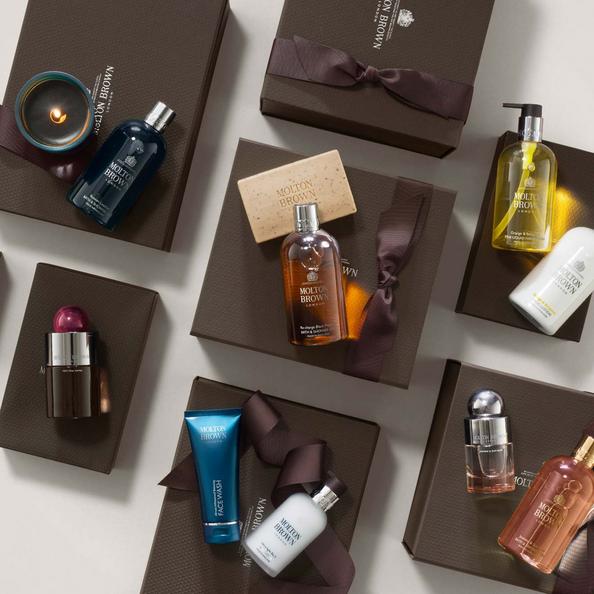 An image of Molton Brown Gift Boxes and Packaging with Various Collections of Gift Sets