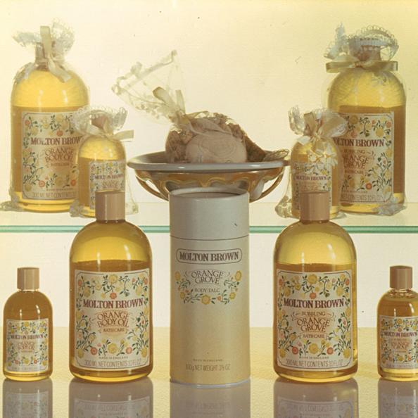 An Image of Molton Brown Products and Packaging in the 80's