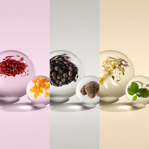 Image of three Eau De Parfum Fragrance Pyramids side by side