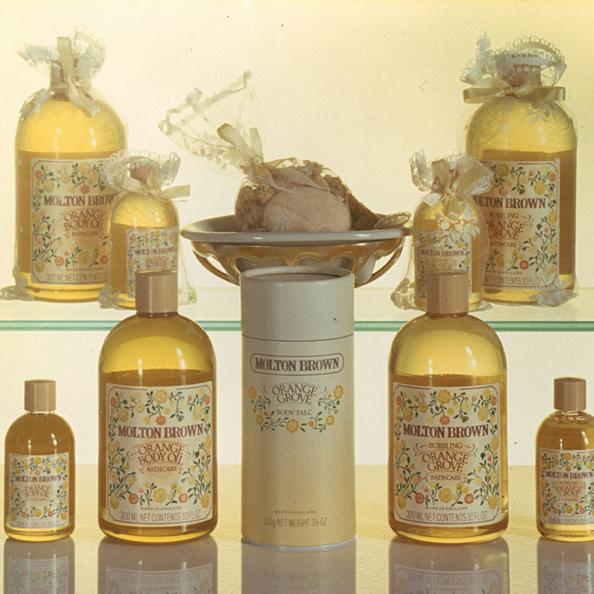 An image of Molton Brown packaging for the 1980's