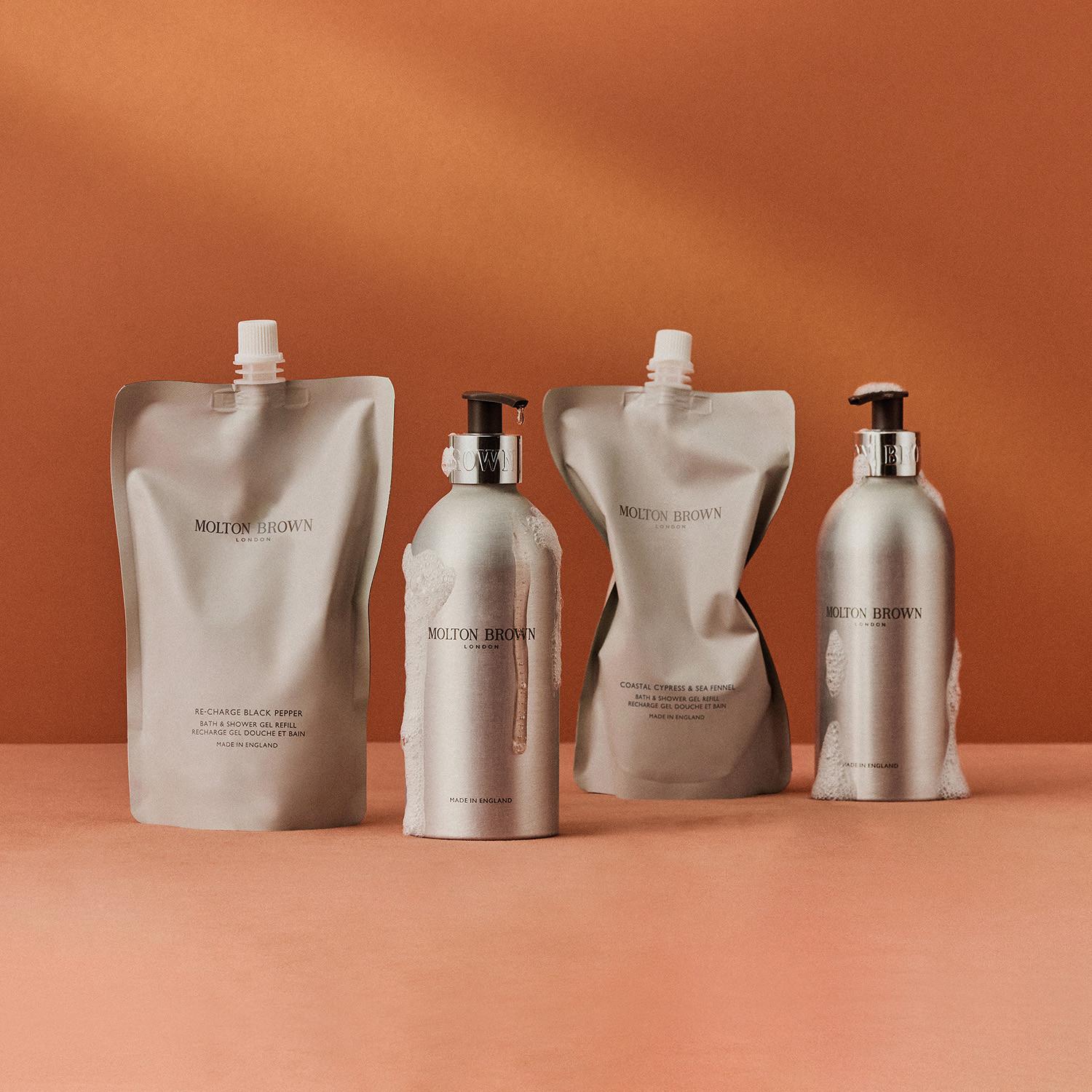 Re-charge Black Pepper Shower Gel Refillable Bottle| Molton Brown US