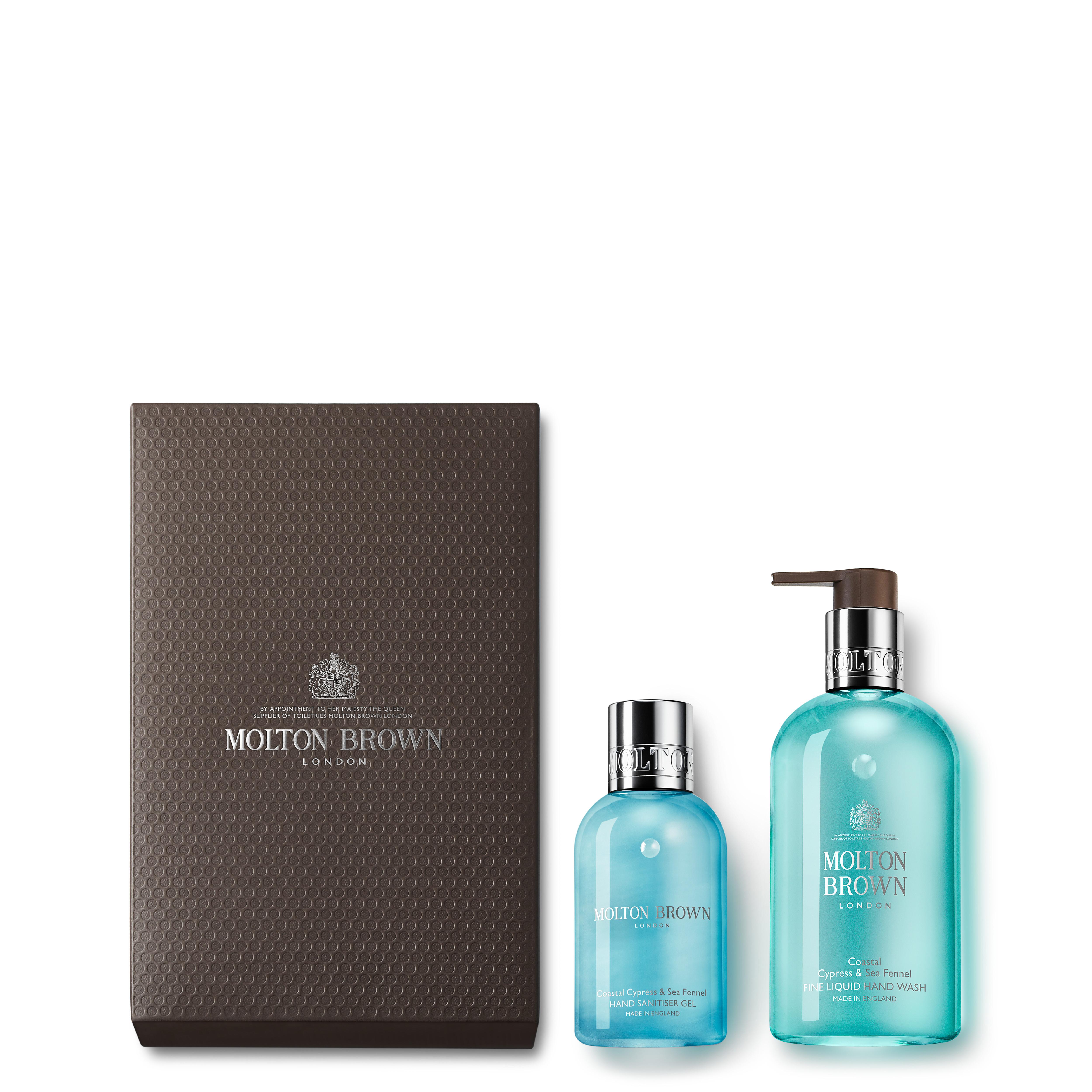 Molton Brown UK Coastal Cypress & Sea Fennel Hand Sanitiser and Wash Gift Set