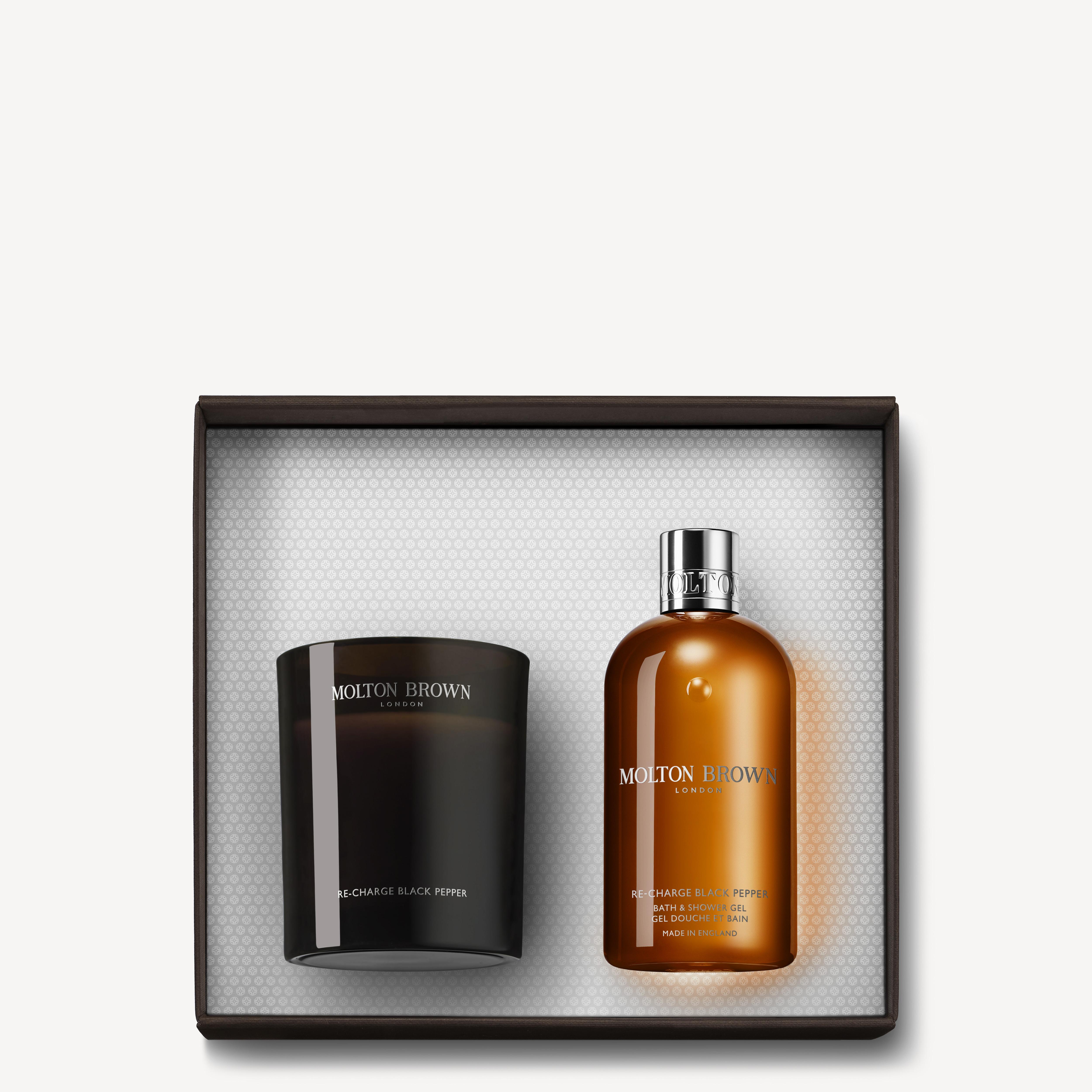 Re-charge Black Pepper Scented Candle & Body Wash Set | Molton 