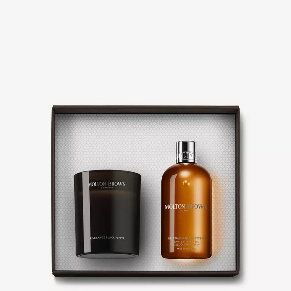 Re-charge Black Pepper Scented Candle & Body Wash Set | Molton
