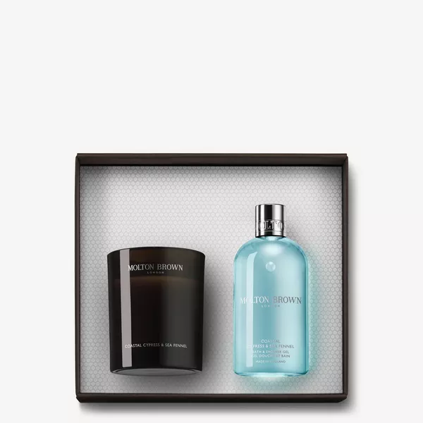 Coastal Cypress & Sea Fennel Scented Candle & Body Wash Set