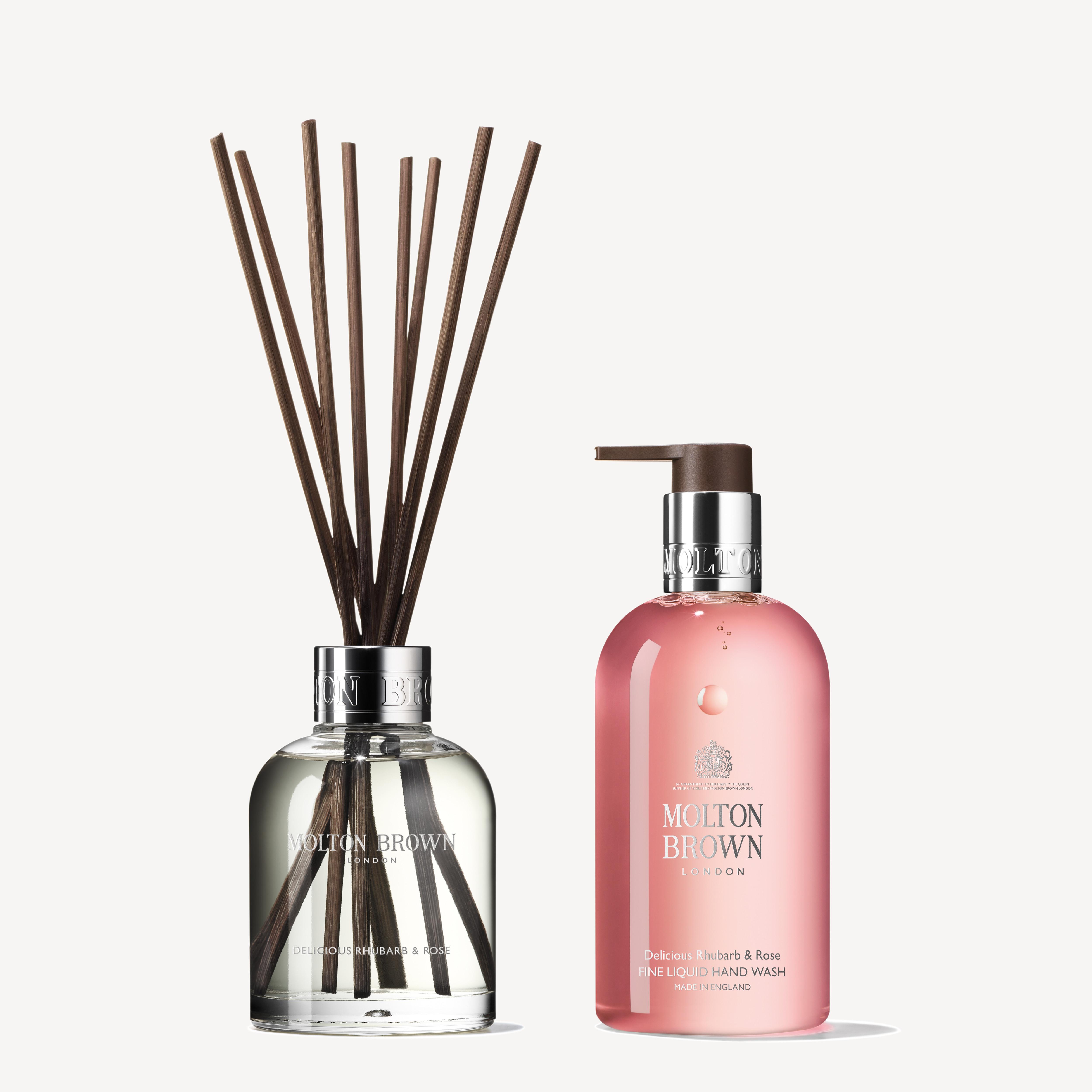 Molton Brown Delicious Rhubarb & Rose Aroma Reeds & Fine Liquid Hand Wash Gift Set