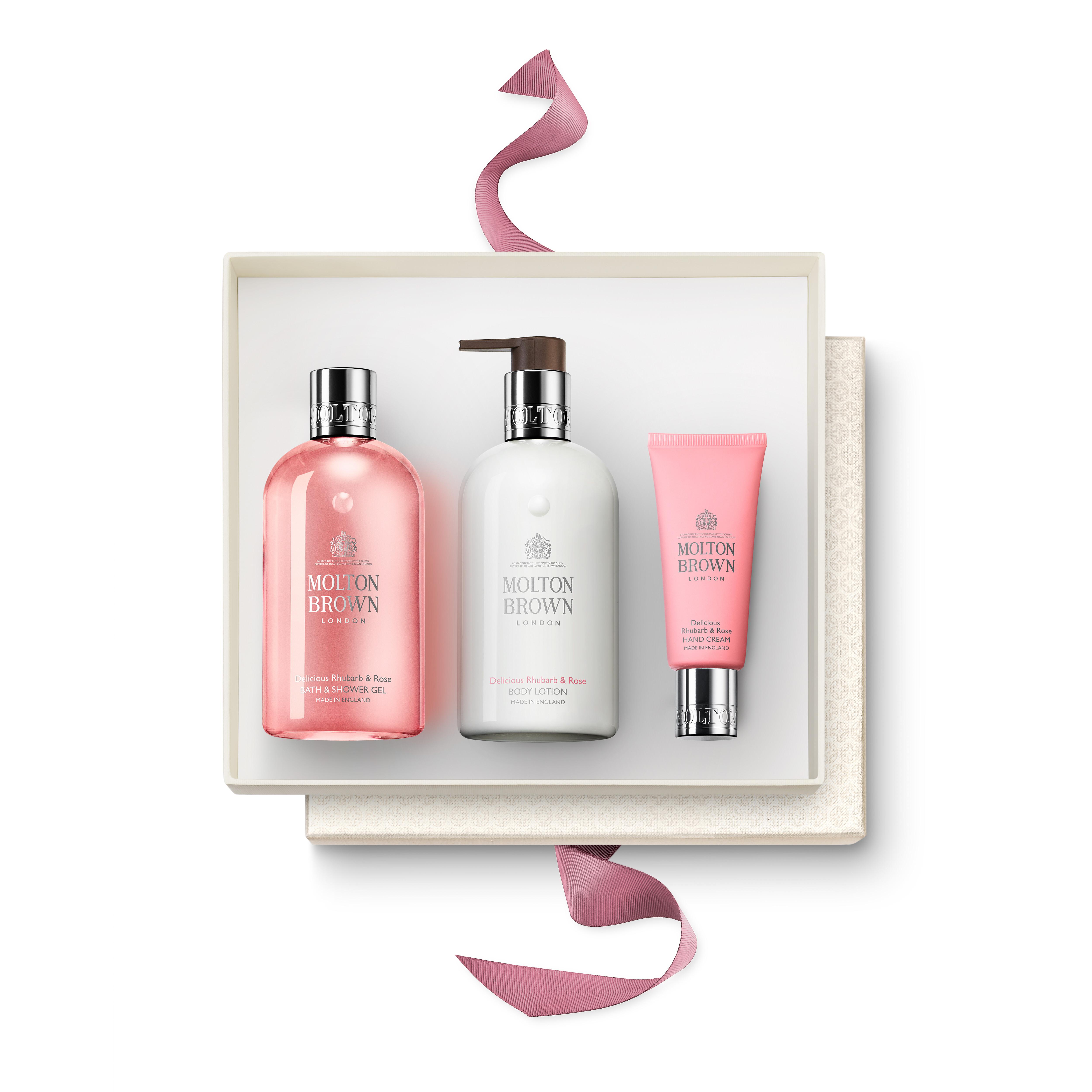 Molton Brown® Rhubarb & Rose Body Wash, Body Lotion & Hand Cream Gift